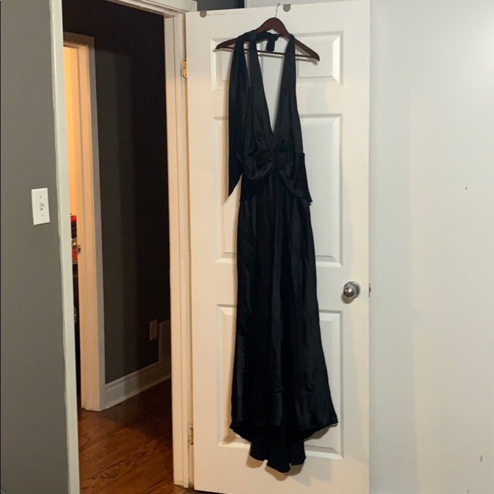 Black long satin dress